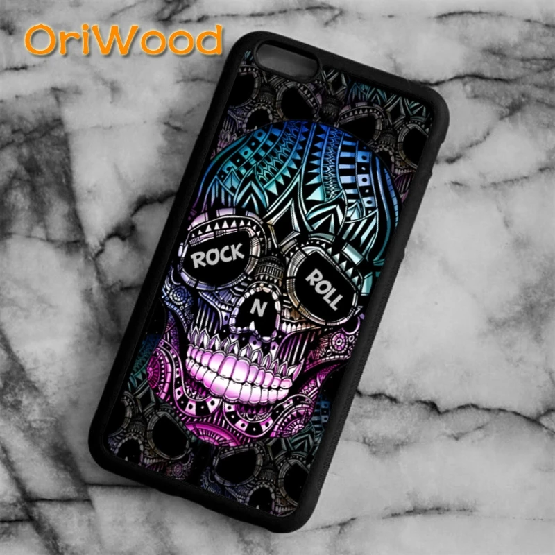Чехол OriWood в стиле рок н ролл с изображением сахарного черепа для iPhone 6 s 7 8 plus X XR XS 11