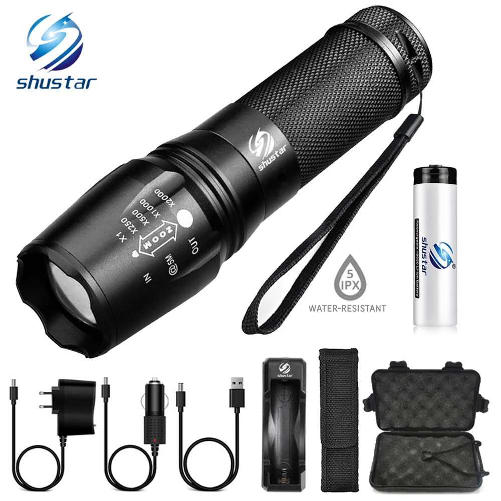 Glare LED Flashlight outdoor lighting Led torch Zoomable 5 Lighting modes Used for hunting camping adventure night rides, etc.
Glare LED Flashlight outdoor lighting Led torch Zoomable 5 Lighting modes Used for hunting camping adventure night rides, etc.