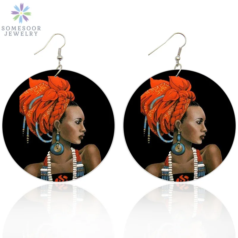 SOMESOOR African Headwrap Woman Wooden Drop Earrings Black Queen Afro Natural Hair Double Sides Painted Jewelry For Lady Gifts
SOMESOOR African Headwrap Woman Wooden Drop Earrings Black Queen Afro Natural Hair Double Sides Painted Jewelry For Lady Gifts