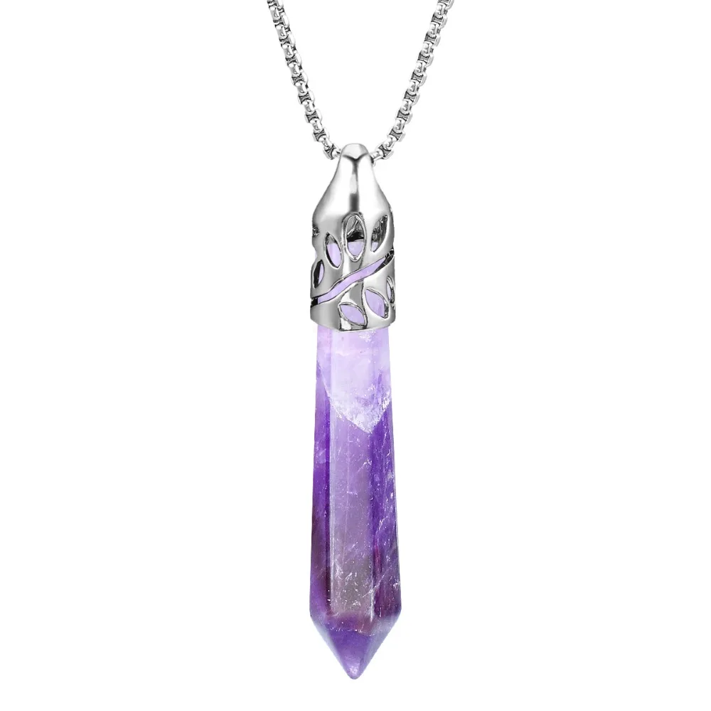 Gem Necklace Hexagonal Pointed Chakra Healing Crystal Quartz Pendant Necklace Stainless Steel Chain 18" Gift Box Packing
Gem Necklace Hexagonal Pointed Chakra Healing Crystal Quartz Pendant Necklace Stainless Steel Chain 18" Gift Box Packing