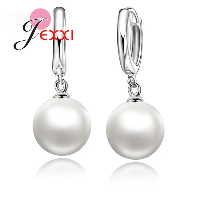 Fashion One Pair Accessories 925 Sterling Silver Fine Jewelry White Pearl Hoop Earrings For Women Wedding Gift
Fashion One Pair Accessories 925 Sterling Silver Fine Jewelry White Pearl Hoop Earrings For Women Wedding Gift