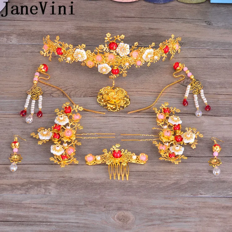 JaneVini Luxury Golden Bridal Headband Set Chinese Style Wedding Headdress Earrings Jewelry Hair Combs Hairwear Accessories 2018
JaneVini Luxury Golden Bridal Headband Set Chinese Style Wedding Headdress Earrings Jewelry Hair Combs Hairwear Accessories 2018