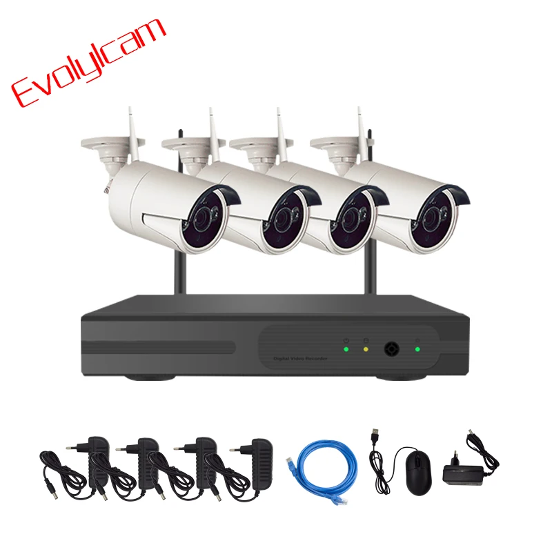 Evolylcam Беспроводная система видеонаблюдения 2MP 1080 P 4CH Запись NVR Водонепроницаемый