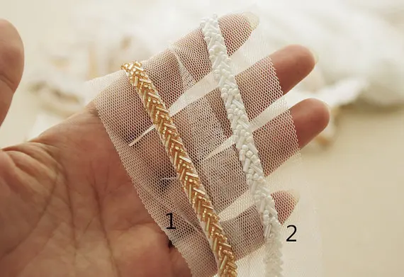 3 yards 1cm Off White Pearl Beaded Embroidered Rhinestones Applique Braided Lace Ribbon Trim For Wedding Dress
3 yards 1cm Off White Pearl Beaded Embroidered Rhinestones Applique Braided Lace Ribbon Trim For Wedding Dress