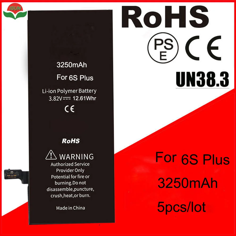 ISUN 5pcs/lot Original Quality High Capacity 3250mAh Replacement Batteries For IPhone 6S Plus Batteries Repair
ISUN 5pcs/lot Original Quality High Capacity 3250mAh Replacement Batteries For IPhone 6S Plus Batteries Repair