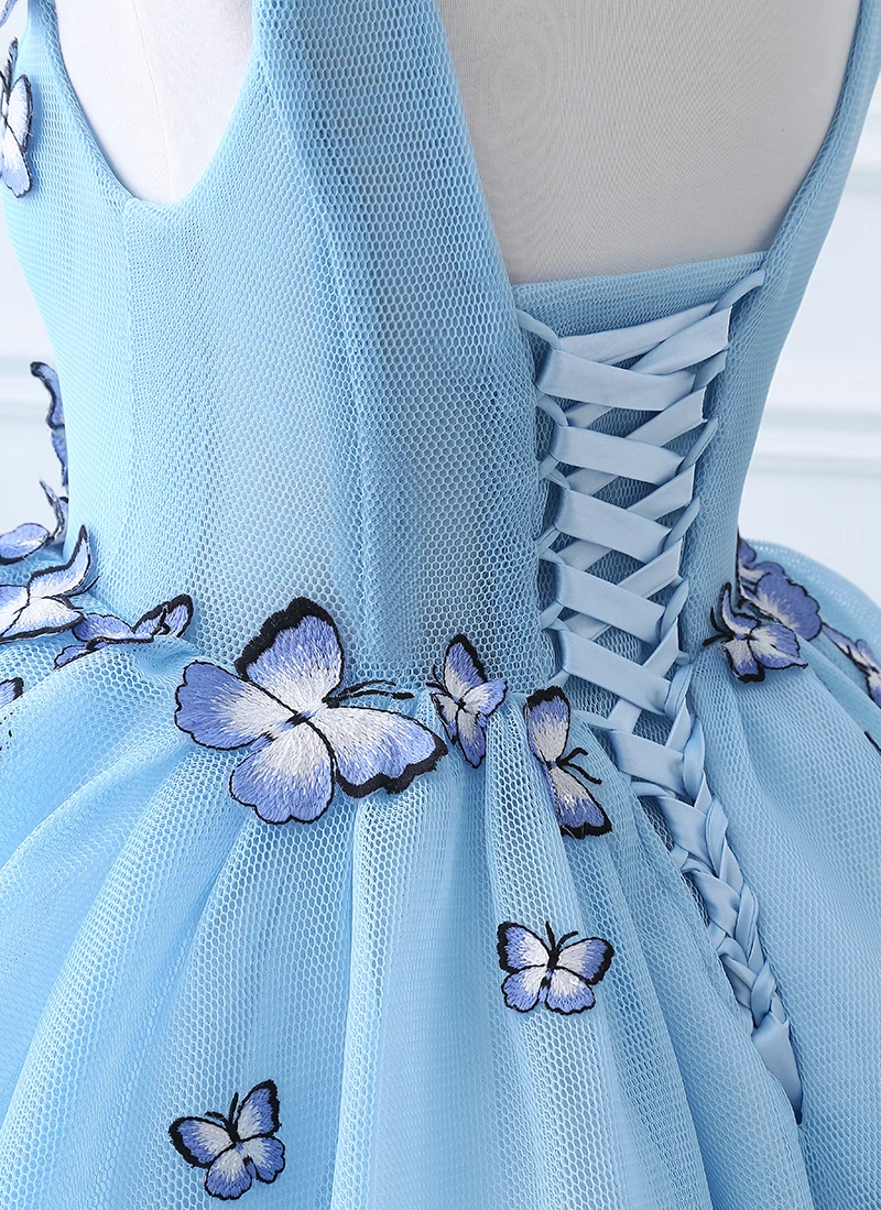 Ball Gown Prom Dresses 2018 Long Light Bule Princess Net Women Dresses V Neckline With Butterfly
Ball Gown Prom Dresses 2018 Long Light Bule Princess Net Women Dresses V Neckline With Butterfly