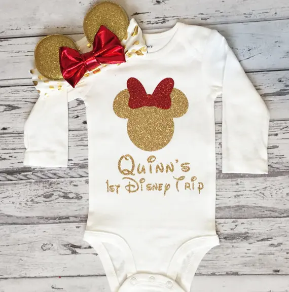 

personalized name mouse ears first birthday bodysuit onepiece cake mesh tutu romper Outfit Set baby shower party favors