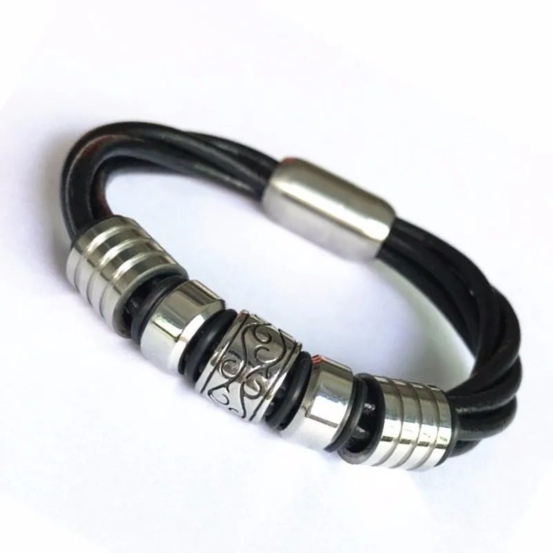 Мужской кожаный браслет с магнитной застежкой, черный или синий плетеный браслет из нержавеющей стали в стиле панк, 2019 
Мужской кожаный браслет с магнитной застежкой, черный или синий плетеный браслет из нержавеющей стали в стиле панк, 2019