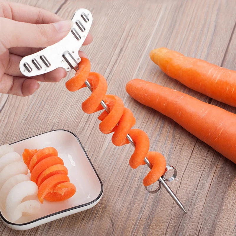 Hot Twist Screw Creative Stainless Steel Kitchen Accessories Roll-up machine Carrot 2PCS/Set Decorations Cucumber
Hot Twist Screw Creative Stainless Steel Kitchen Accessories Roll-up machine Carrot 2PCS/Set Decorations Cucumber