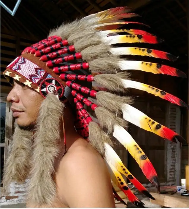 North American Indian hat Feather headdress Cacique caps Men Headwear Native
North American Indian hat Feather headdress Cacique caps Men Headwear Native