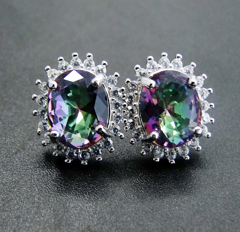 Hot Selling 925 Sterling Silver Oval 8x10mm Rainbow Mystic Topaz Stud Earrings For Women Wedding Gift Birthday Party
Hot Selling 925 Sterling Silver Oval 8x10mm Rainbow Mystic Topaz Stud Earrings For Women Wedding Gift Birthday Party