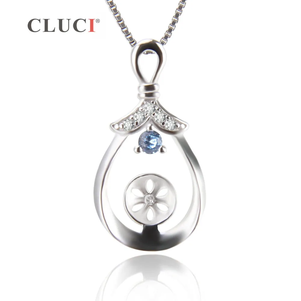 CLUCI 925 Silver Sterling water drop shaped Pendant Mounting with blue and white zircons for Women Pearl Necklace Making SP207SB
CLUCI 925 Silver Sterling water drop shaped Pendant Mounting with blue and white zircons for Women Pearl Necklace Making SP207SB