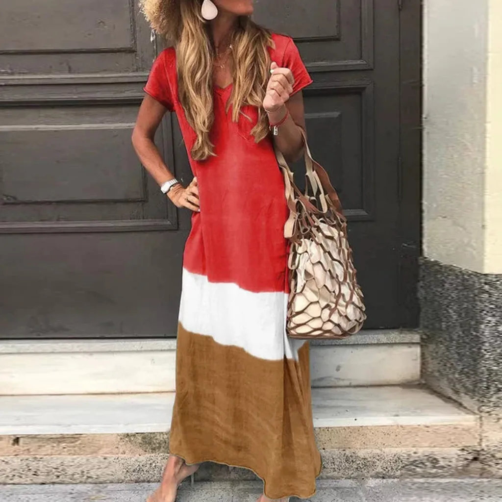 Women Dress 2019 Summer Fashion Women Plus Size Daily Tie-dyed Color Block Loose V Neck Short Sleeve Maxi Dress Beach Dress @20
Women Dress 2019 Summer Fashion Women Plus Size Daily Tie-dyed Color Block Loose V Neck Short Sleeve Maxi Dress Beach Dress @20