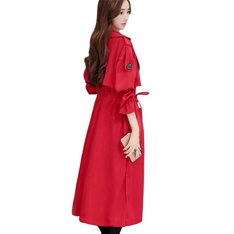 Женская приталенная ветровка AYUNSUE красный двубортный Тренч элегантные пальто