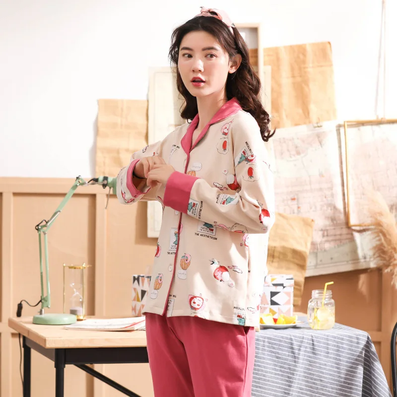 Women new pajamas autumn cotton cute cartoon long sleeve pants fresh casual knitted lapel two piece pajama sets pajama set
Women new pajamas autumn cotton cute cartoon long sleeve pants fresh casual knitted lapel two piece pajama sets pajama set