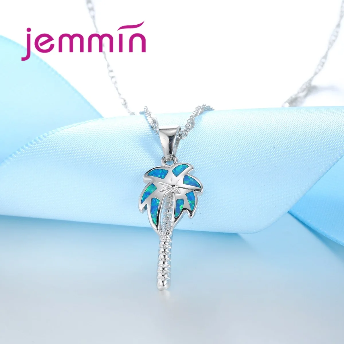Mini Cute Coconut Tree Pendant Necklace Blue Fire Opal 925 Sterling Silver Jewelry Necklace Fashion Women Gift Popular
Mini Cute Coconut Tree Pendant Necklace Blue Fire Opal 925 Sterling Silver Jewelry Necklace Fashion Women Gift Popular