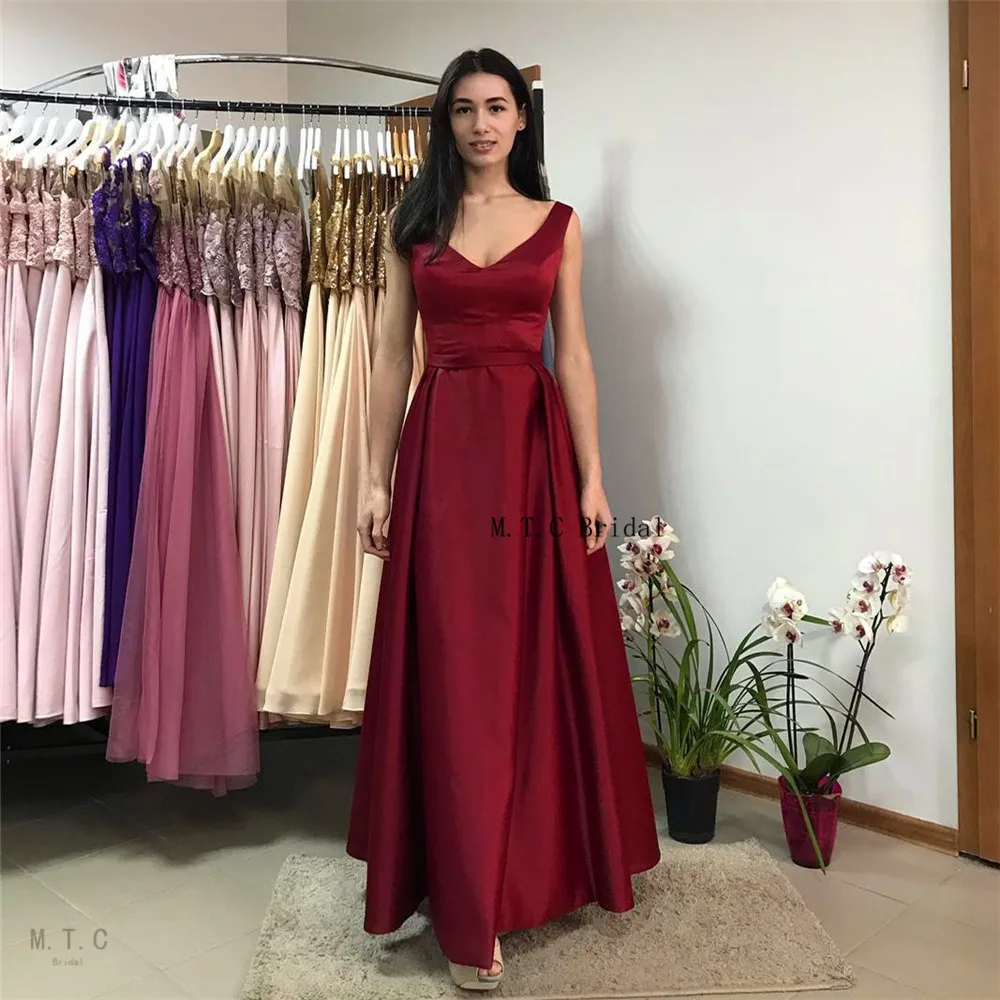 Long Burgundy Evening Dress 2019 High Quality A Line Sleeveless Satin Formal Prom Gowns Cheap Women Wedding Party Dresses
Long Burgundy Evening Dress 2019 High Quality A Line Sleeveless Satin Formal Prom Gowns Cheap Women Wedding Party Dresses