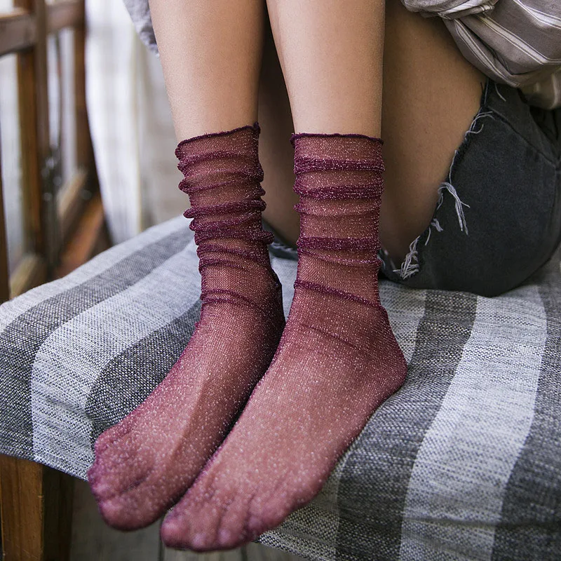 Summer Retro Mesh Sexy Socks Female Breathable Korean Hollow Out Summer Gold Silver Socks Solid Color Fishnet Wine Red Socks
Summer Retro Mesh Sexy Socks Female Breathable Korean Hollow Out Summer Gold Silver Socks Solid Color Fishnet Wine Red Socks