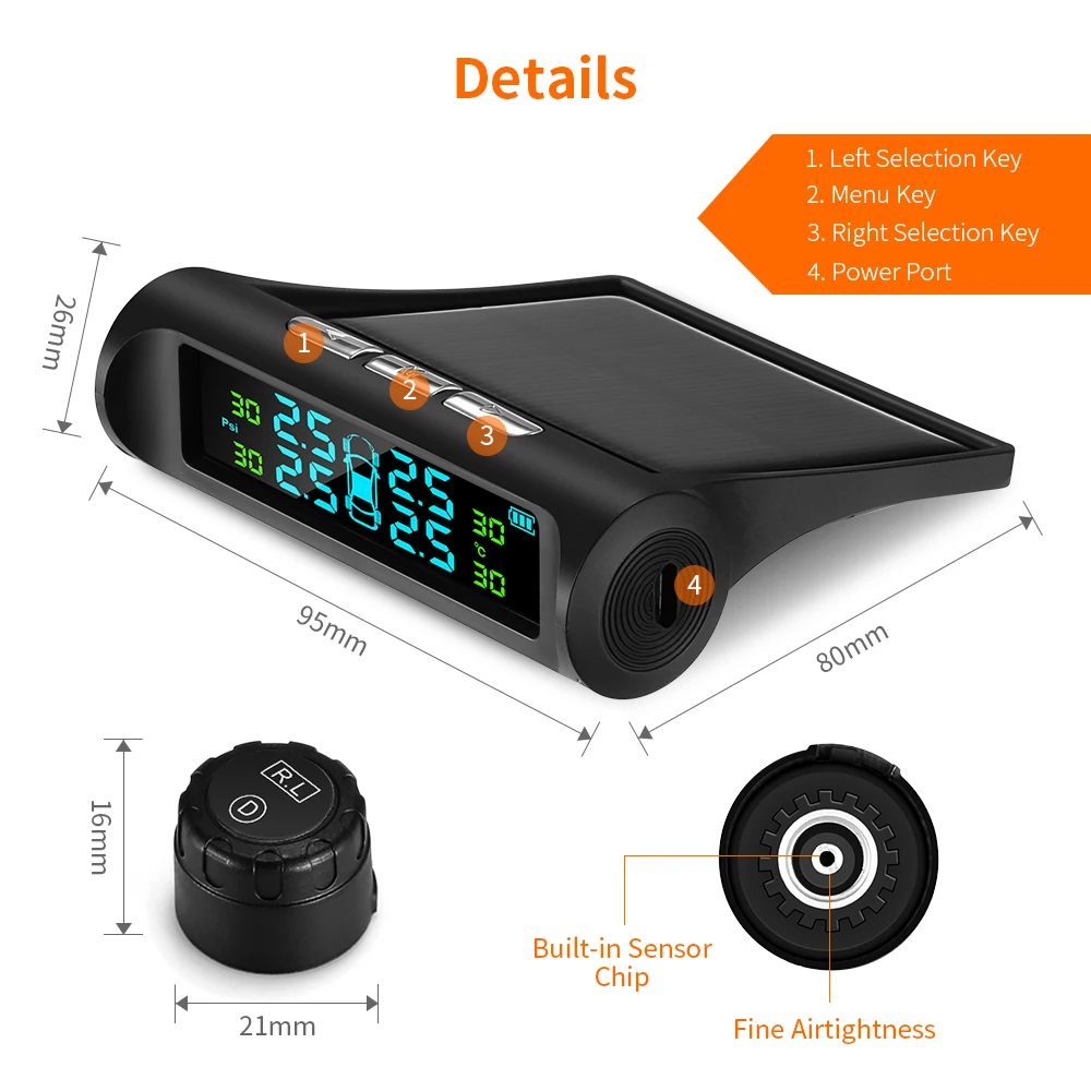 ZEEPIN система контроля давления в шинах Солнечная TPMS цифровой ЖК-дисплей