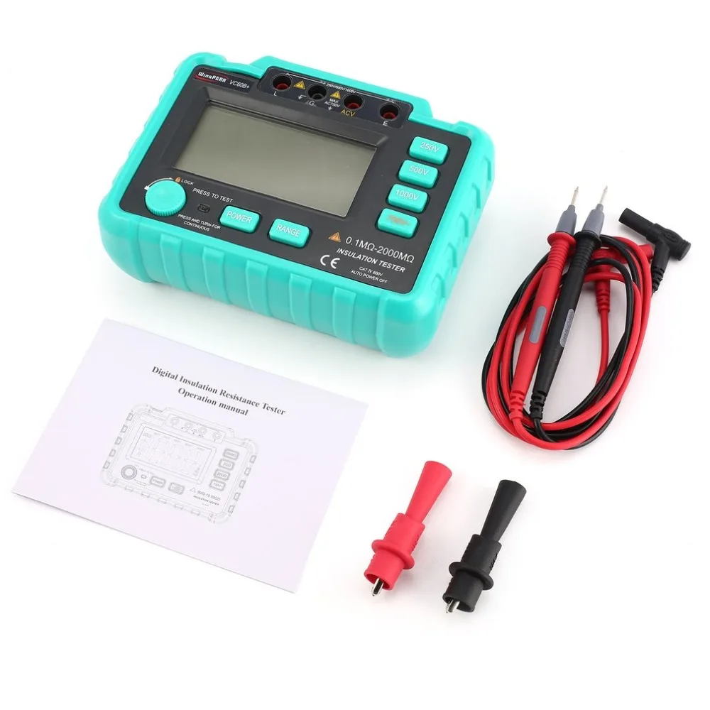 Resistance Tester Dropship VC60B+ 1000V Digital Auto Range Insulation Megohmmeter Megger High Voltage LED Indication 1999 Counts
Resistance Tester Dropship VC60B+ 1000V Digital Auto Range Insulation Megohmmeter Megger High Voltage LED Indication 1999 Counts