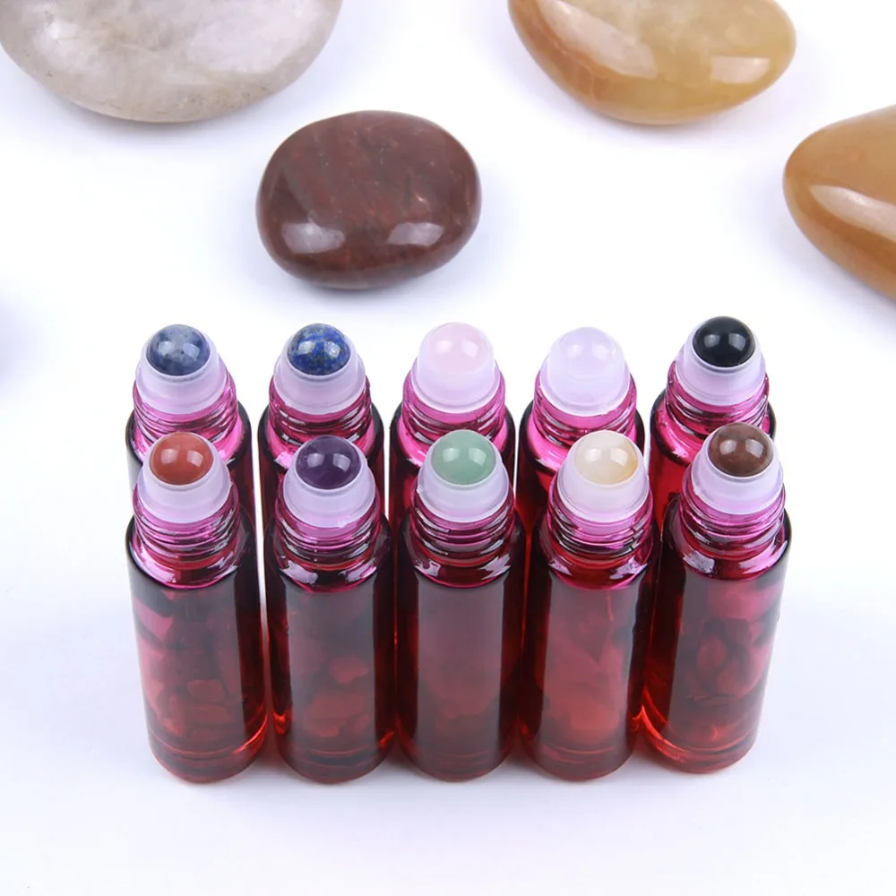 10pcs Natural Gemstones Roller Ball Bottles Color Glass 10ml Portable Refillable Essential Oil Roll On Bottles Black Caps
10pcs Natural Gemstones Roller Ball Bottles Color Glass 10ml Portable Refillable Essential Oil Roll On Bottles Black Caps
