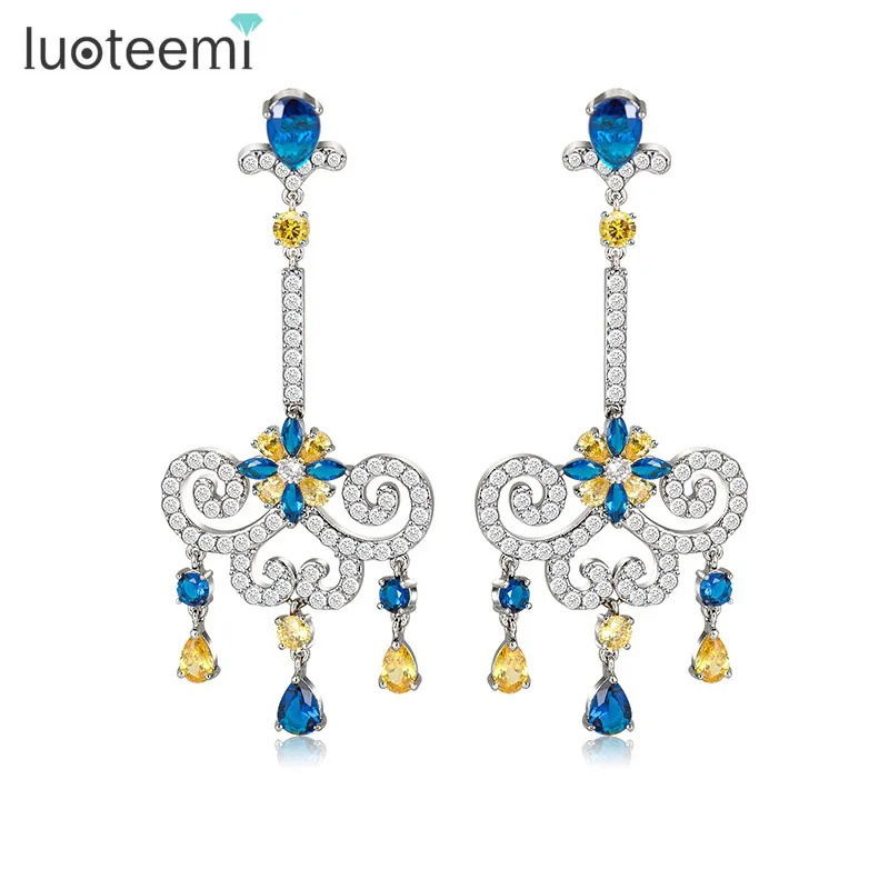 LUOTEEMI New Popular Luxury Unique Europe Vintage Multi CZ Crystal Long Dangle Drop Earrings Brincos For Women Wedding
LUOTEEMI New Popular Luxury Unique Europe Vintage Multi CZ Crystal Long Dangle Drop Earrings Brincos For Women Wedding