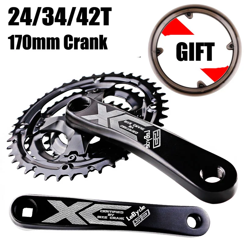 170MM Crankset Mountain Bike 6/7/8 Speed Hollow Integrated Crankset 24-34-42T Road Bike 170MM Aluminum Alloy Crank with BB
170MM Crankset Mountain Bike 6/7/8 Speed Hollow Integrated Crankset 24-34-42T Road Bike 170MM Aluminum Alloy Crank with BB