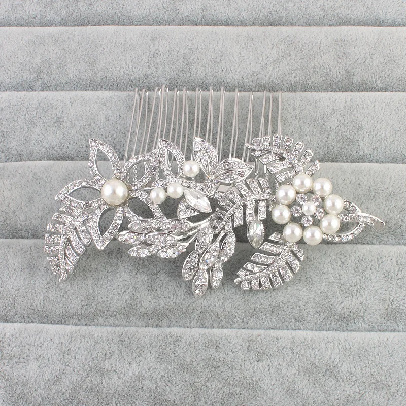 Floralbride New Arrival Art Deco Clear Rhinestones Crystal Pearls Flower Leaf Wedding Hair Comb Bridal Hair Accessories
Floralbride New Arrival Art Deco Clear Rhinestones Crystal Pearls Flower Leaf Wedding Hair Comb Bridal Hair Accessories