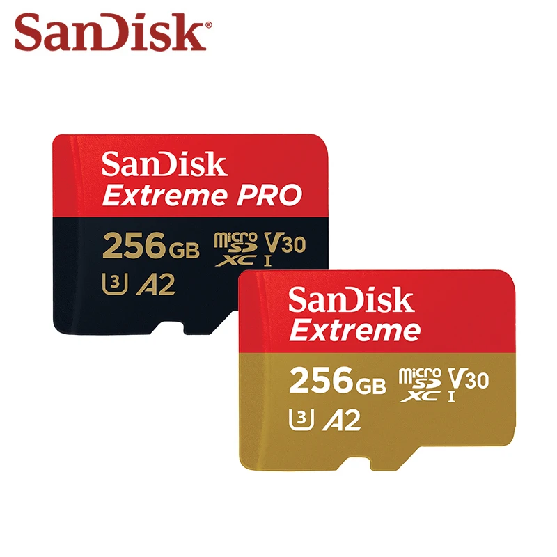 Карта памяти Sandisk Extreme 100% оригинал 256 ГБ класс 10 карта флеш U3 высокоскоростная A2 V30