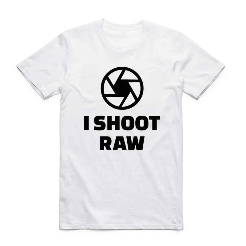 Азиатские размеры мужская и женская футболка с принтом I Shoot Raw забавная коротким