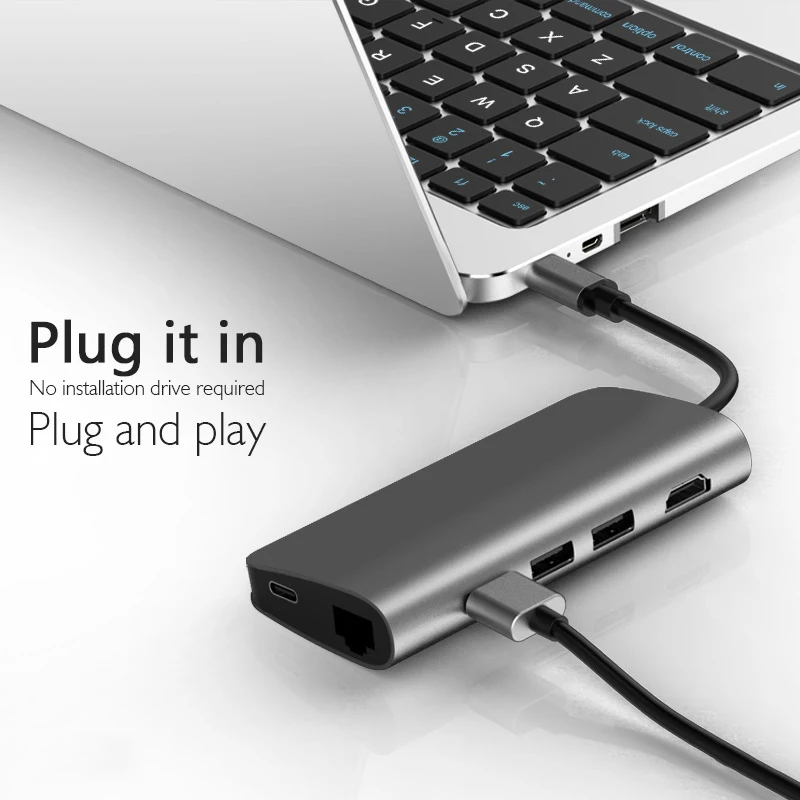 Uomio USB-C концентратор USB 3 0 RJ45 Тип C HDMI мульти-портовой коннектор Алюминий для Macbook Asus