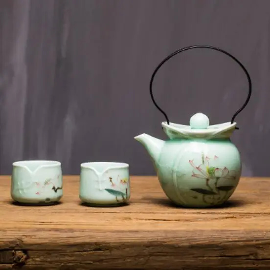 Керамический чайник ручной работы NOOLIM Longquan Celadon креативный термостойкий большой