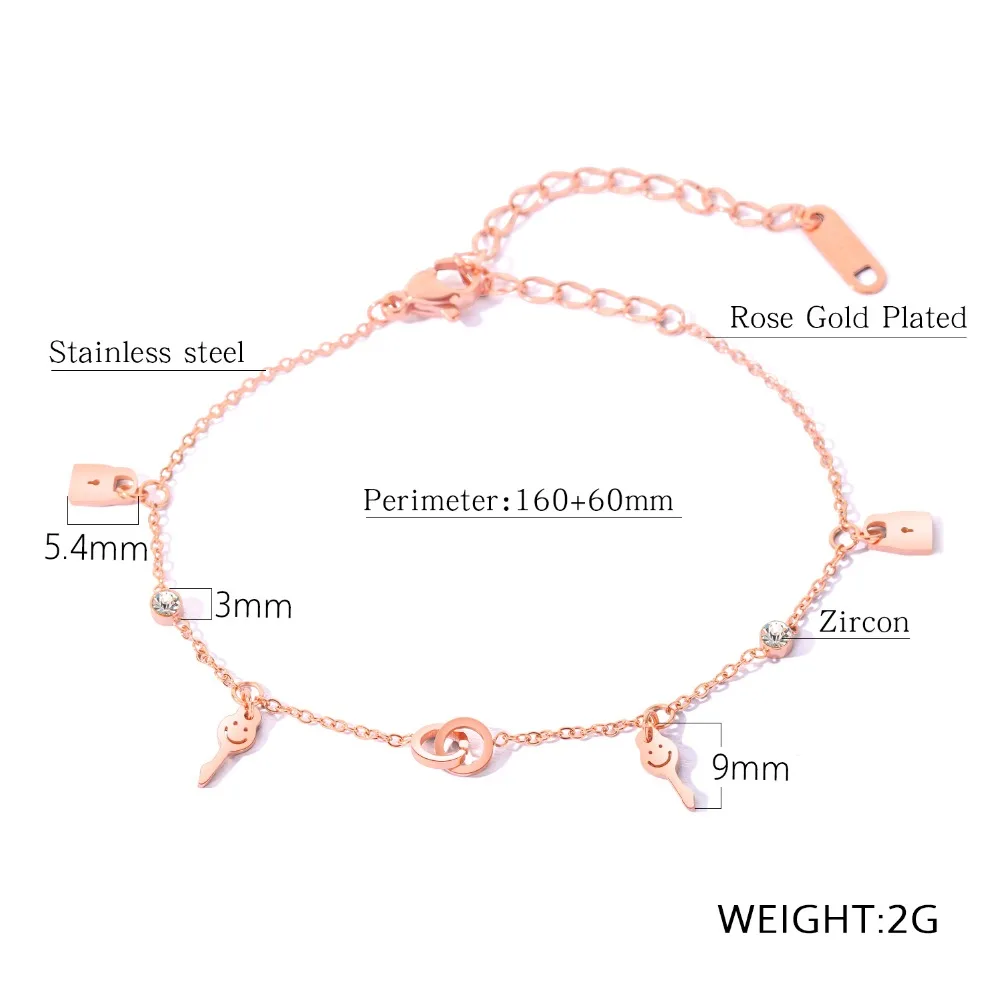 Fashion cute Smile Key & Lock Bracelet Bangles For Women With Crystal zirconia Stones Double Circle Charm Jewelry Gift
Fashion cute Smile Key & Lock Bracelet Bangles For Women With Crystal zirconia Stones Double Circle Charm Jewelry Gift