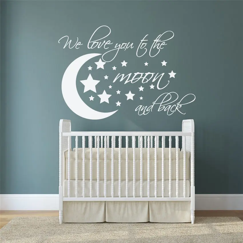 Wall Decal Moon and Stars I We Love you to the moon and back nursery Kids Room Wall Decor Cartoon Wall Sticker D604
Wall Decal Moon and Stars I We Love you to the moon and back nursery Kids Room Wall Decor Cartoon Wall Sticker D604