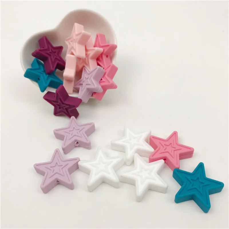 Baby Teether 3cm 50pcs Baby Sensory Toy Silicone Star Shape BPA Free Food Grade Teether DIY Bracelet Accessories Beads
Baby Teether 3cm 50pcs Baby Sensory Toy Silicone Star Shape BPA Free Food Grade Teether DIY Bracelet Accessories Beads