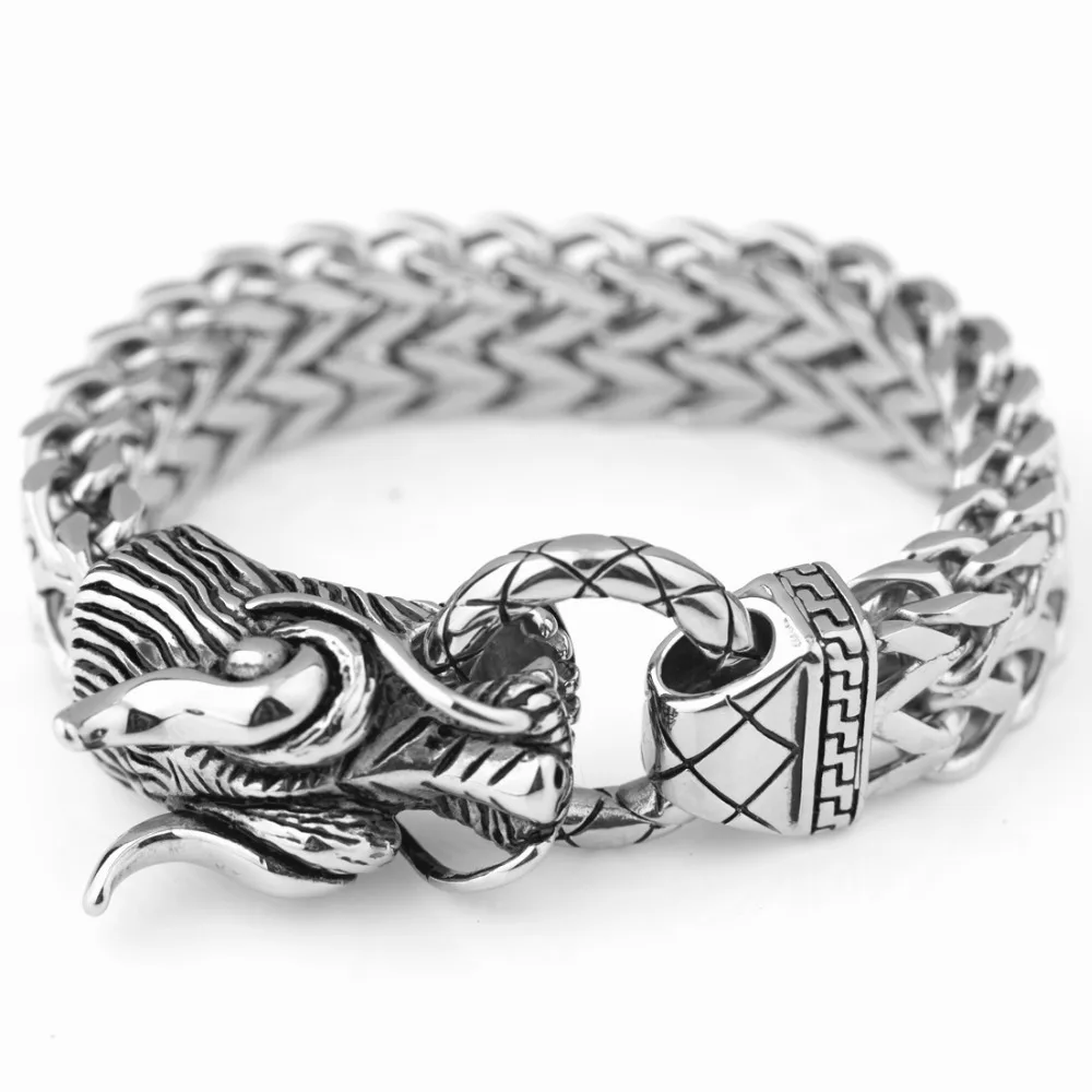 Hip Hop Dragon Head Stainless Steel Heavy Mens Bracelet Vintage Fashion Jewelry Gold Black Color Accessories Male Bracelets
Hip Hop Dragon Head Stainless Steel Heavy Mens Bracelet Vintage Fashion Jewelry Gold Black Color Accessories Male Bracelets