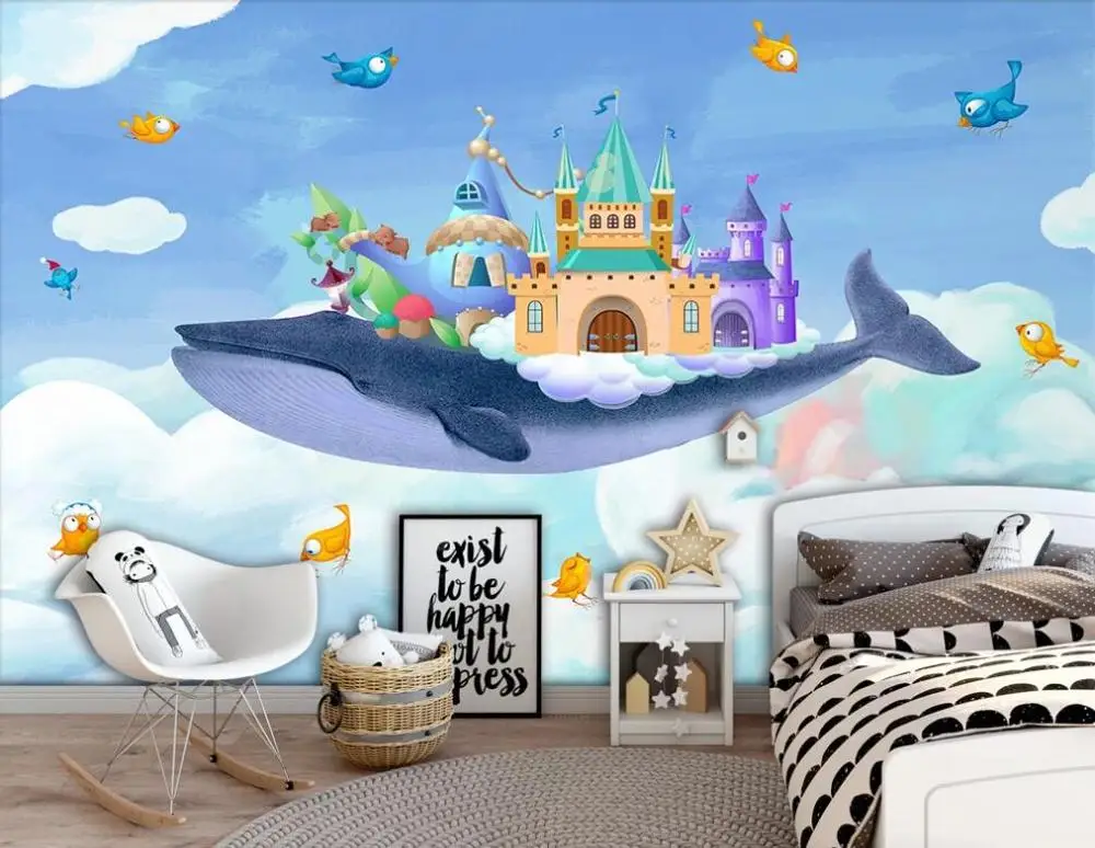 Customized large-scale 3D mural wallpaper hand-painted watercolor castle whale bird children's room background wall
Customized large-scale 3D mural wallpaper hand-painted watercolor castle whale bird children's room background wall