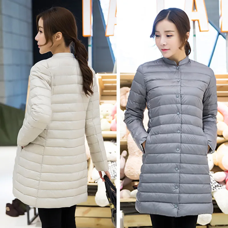 Women Autumn Jacket Duck Down Lightweight Thin 2019 Spring Fashion Female Slim Midi Long Coats Stand Collar Ladies Button Jacket
Women Autumn Jacket Duck Down Lightweight Thin 2019 Spring Fashion Female Slim Midi Long Coats Stand Collar Ladies Button Jacket