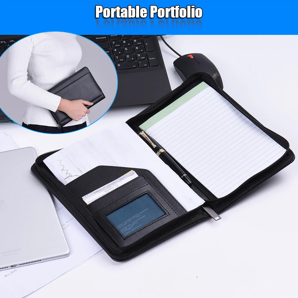 Portable Business Portfolio Padfolio Folder Document Case Organizer PU Leather with Business Card Holder Memo Note Pad
Portable Business Portfolio Padfolio Folder Document Case Organizer PU Leather with Business Card Holder Memo Note Pad