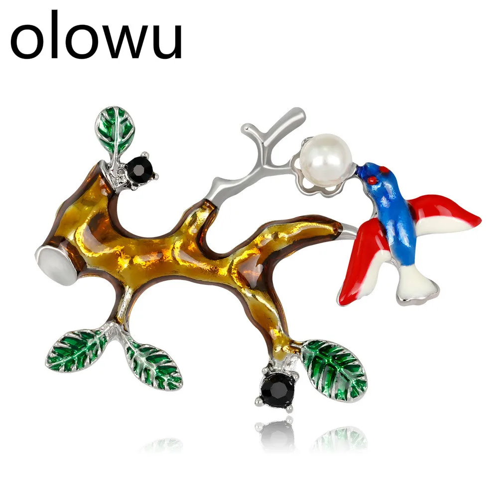 Olowu модные Цвет эмаль на булавке в виде симпатичных животных птиц броши