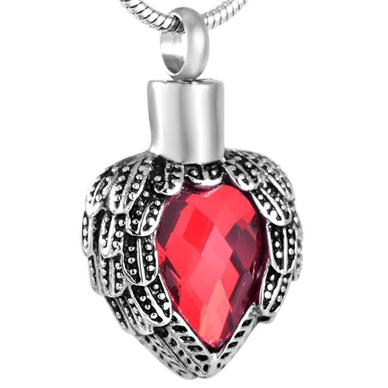 KLH8719-3 Classic Angel Wings Wrapped Around Red Colored Stone Cremation Jewelry Necklace-Stainless Steel Jewelry Hold Ashes
KLH8719-3 Classic Angel Wings Wrapped Around Red Colored Stone Cremation Jewelry Necklace-Stainless Steel Jewelry Hold Ashes
