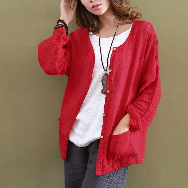 Qaturalan Fashion Women Blouses 2017 Autumn Spring Long Sleeve Cotton Linen Shirts Casual Loose Red lusas Tops Plus Size Femme
Qaturalan Fashion Women Blouses 2017 Autumn Spring Long Sleeve Cotton Linen Shirts Casual Loose Red lusas Tops Plus Size Femme