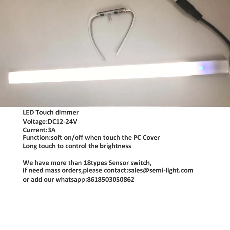 Low voltage Touch dimmer switch for LED aluminum profiles DC12-24V 3A 100pcs/lot
Low voltage Touch dimmer switch for LED aluminum profiles DC12-24V 3A 100pcs/lot