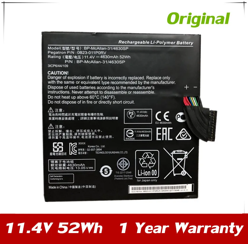 7XINbox 11,4 V 4630 мА/ч, 52Wh оригинальный BP-McAllan-31/4630SP 0B23-011P0RV ноутбук Батарея Для Ноутбук Lenovo 3ICP6/44/109 0B23-011P0RV
7XINbox 11,4 V 4630 мА/ч, 52Wh оригинальный BP-McAllan-31/4630SP 0B23-011P0RV ноутбук Батарея Для Ноутбук Lenovo 3ICP6/44/109 0B23-011P0RV