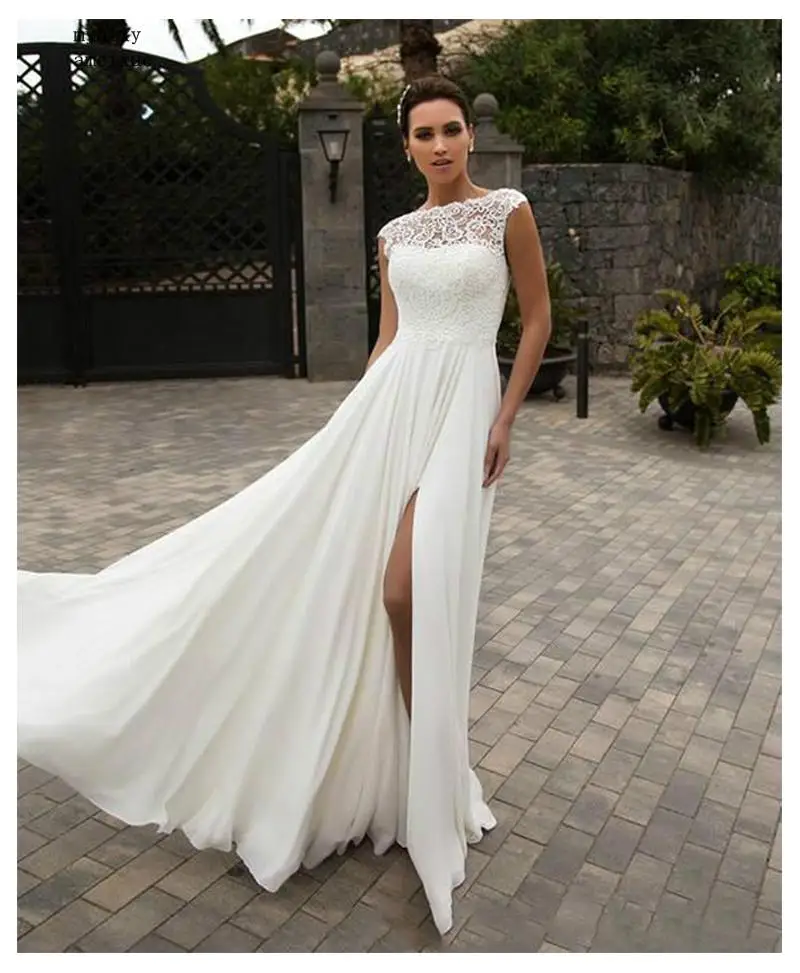 Cheap Boho Wedding Dress 2020 A-line Appliques Chiffon Bride Dress Custom Made High Split Wedding Gown Free Shipping Bride
Cheap Boho Wedding Dress 2020 A-line Appliques Chiffon Bride Dress Custom Made High Split Wedding Gown Free Shipping Bride
