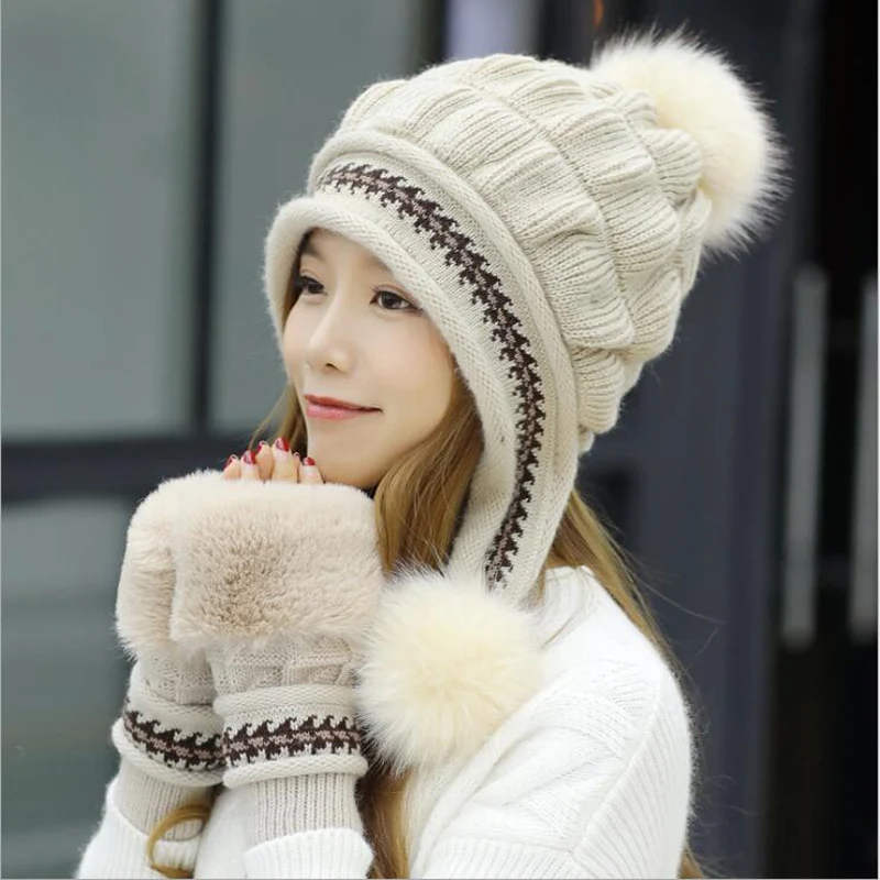 2021 Female Winter Knitted Hat Casual All-match Sweet Lovely Rabbit Fur Knit Women Hat Winter Warm Knitting Cap+Glove
2021 Female Winter Knitted Hat Casual All-match Sweet Lovely Rabbit Fur Knit Women Hat Winter Warm Knitting Cap+Glove