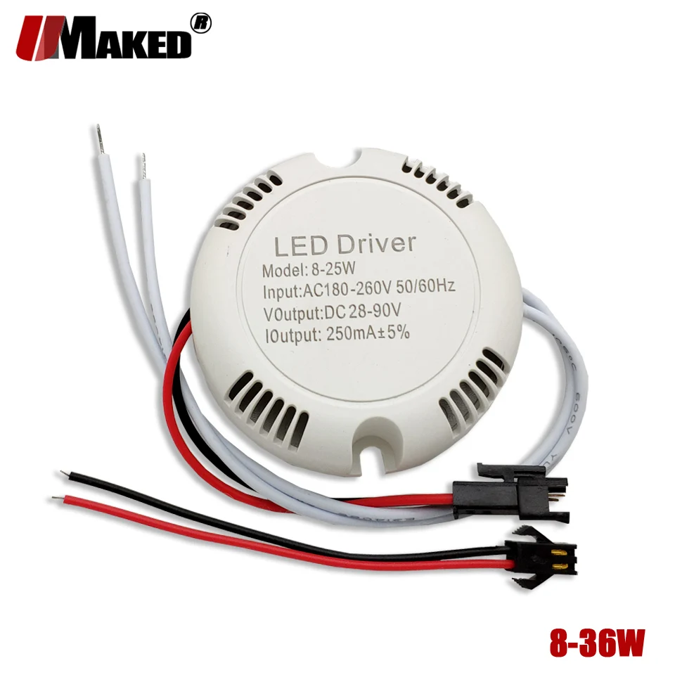 5pc LED driver lighting Transformer 8-25W/25-36W 250mA 2Pin JST Connector LED Ceiling Light External Driver For Ceiling Lamp DIY
5pc LED driver lighting Transformer 8-25W/25-36W 250mA 2Pin JST Connector LED Ceiling Light External Driver For Ceiling Lamp DIY