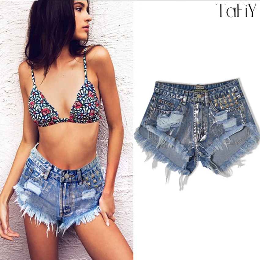 TaFiY Women Denim Fashion Punk Metal Color Frayed Rivet Denim Shorts Tassel Ripped High Waist Jeans Short Summer Female Shorts
TaFiY Women Denim Fashion Punk Metal Color Frayed Rivet Denim Shorts Tassel Ripped High Waist Jeans Short Summer Female Shorts