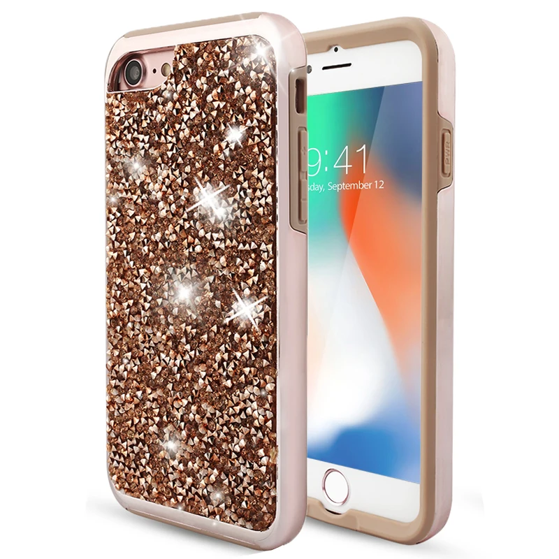 Чехол для Apple iPhone X 6 6S Plus 7 8 ударопрочный роскошный блестящий Блестящий