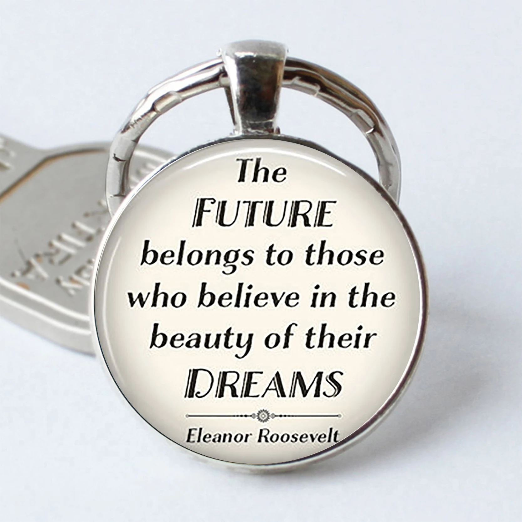 The Future Belongs ..., Eleanor Roosevelt Quote Pendant Funny Quote Car Keychain Key Rings Inspired jewelry
The Future Belongs ..., Eleanor Roosevelt Quote Pendant Funny Quote Car Keychain Key Rings Inspired jewelry